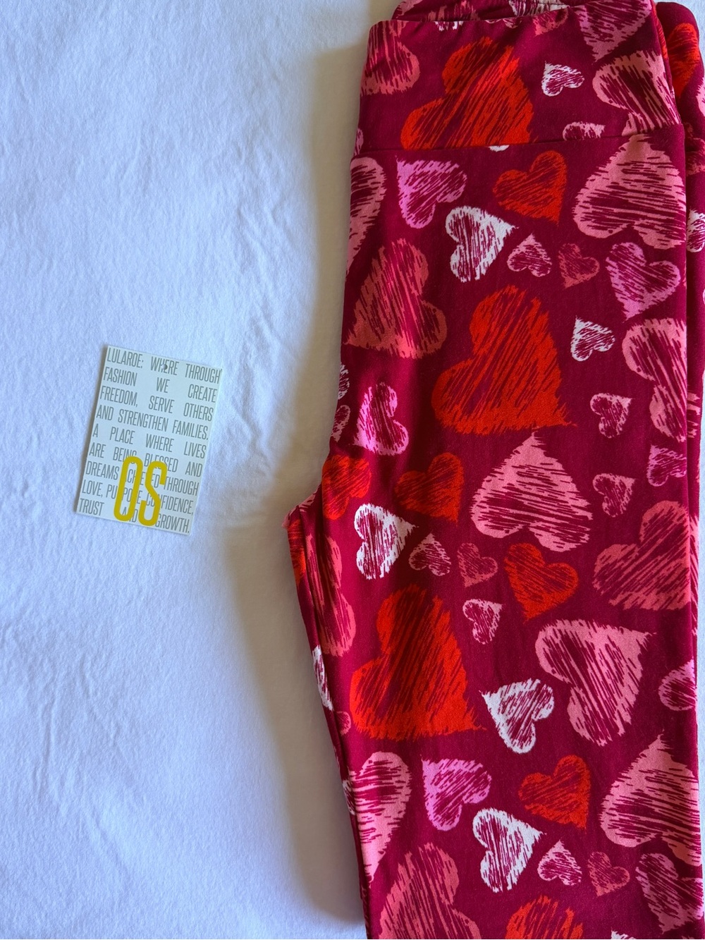 LuLaRoe Red & Pink Heart Print Leggings